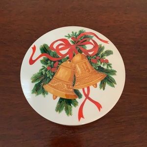 Mikasa ‘Bells of Holly’ ceramic candy or trinket dish with lid.